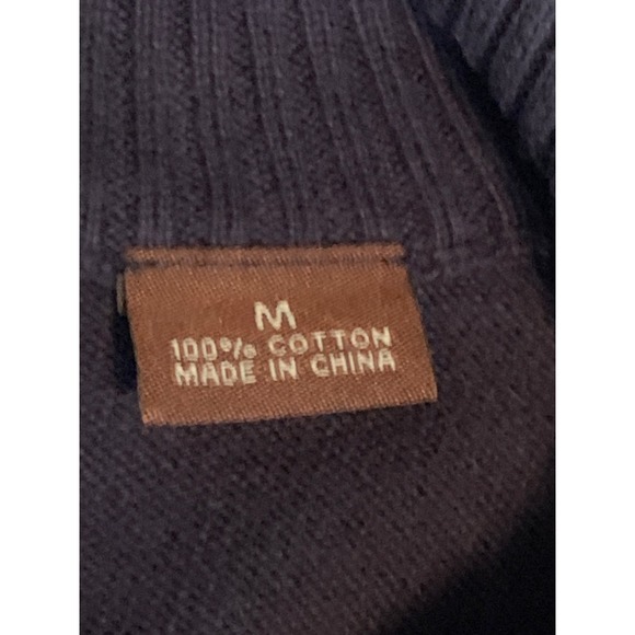 Perry Ellis 1/4 Zip Men's Sweater Pullover Argyle Mock Rockabilly Preppy Core Bl - Picture 5 of 10